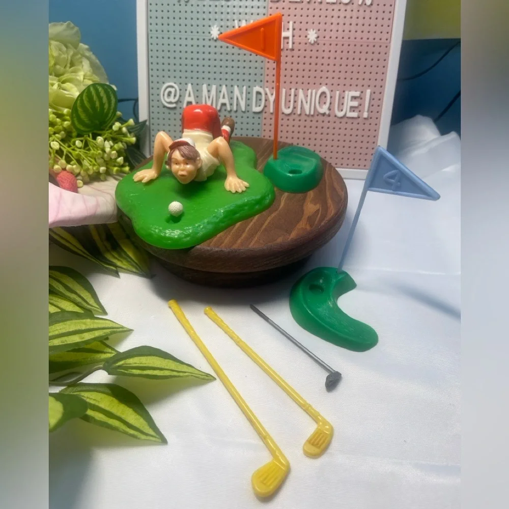 Vintage 1978 Wilton Humorous Golfer Cake Topper Belly Flop Golf Decoration Hong